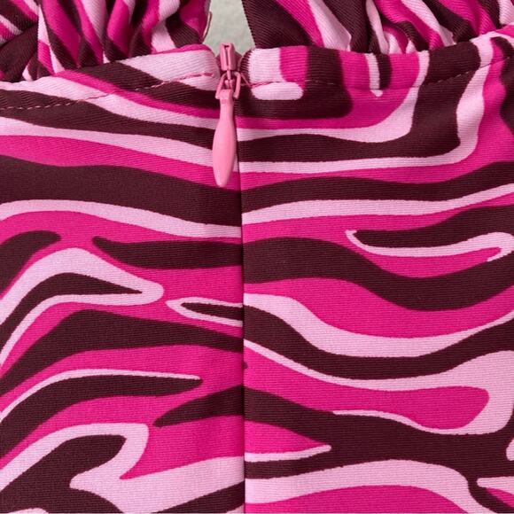 Jude Connally Ariella Dress Pink Merlot Zebra Ruffle Trim size small - Picture 8 of 8